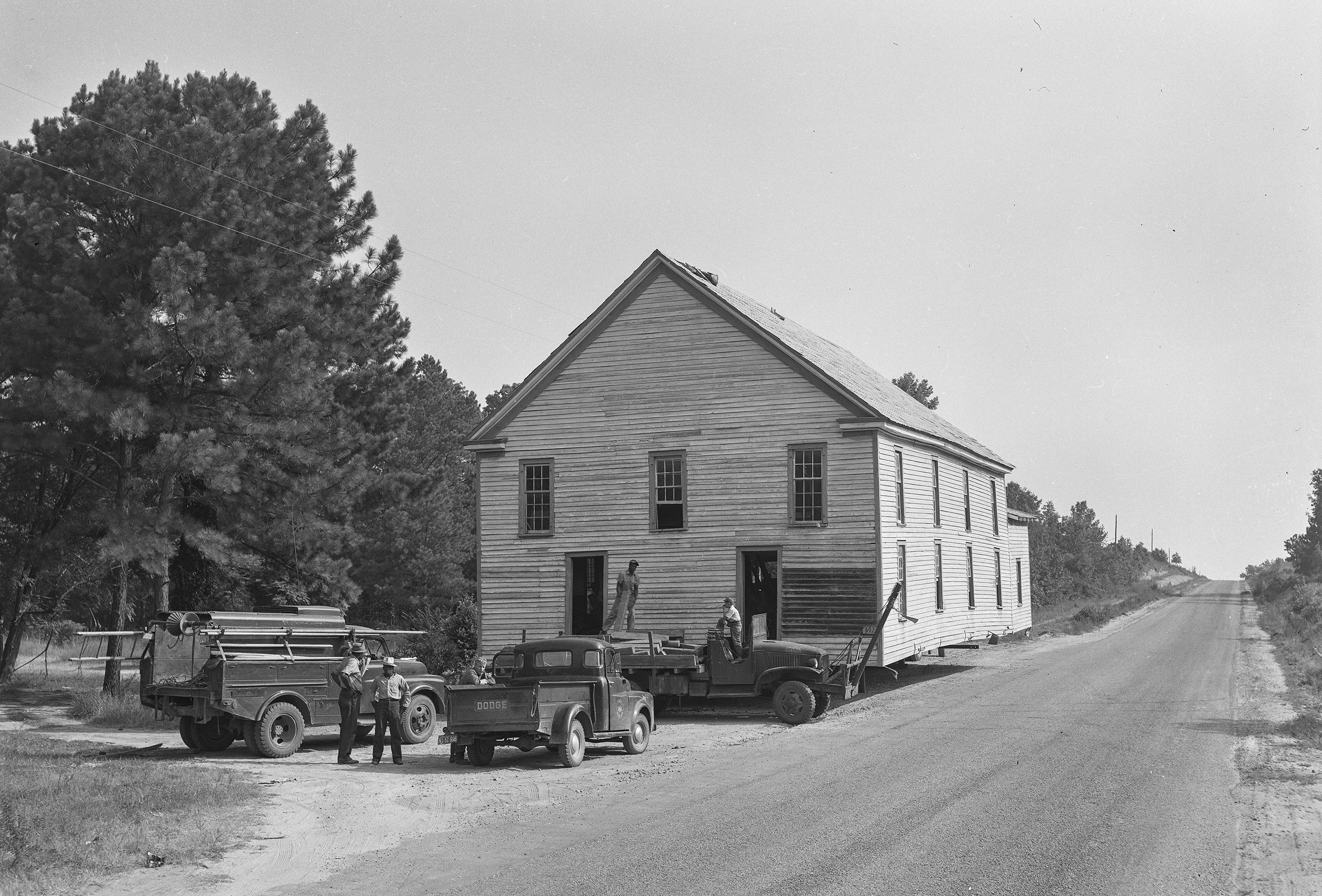 A house being moved from the future site of hte Savannah River Plant