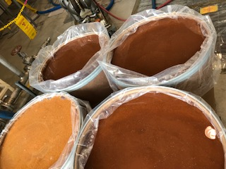 Crews recently added fresh resin, pictured, to a support system for the basin storing used nuclear fuel at the Savannah River Site. Replacing spent resin ensures purified water chemistry critical for shielding and protecting the fuel stored underwater and the personnel working around the water.
