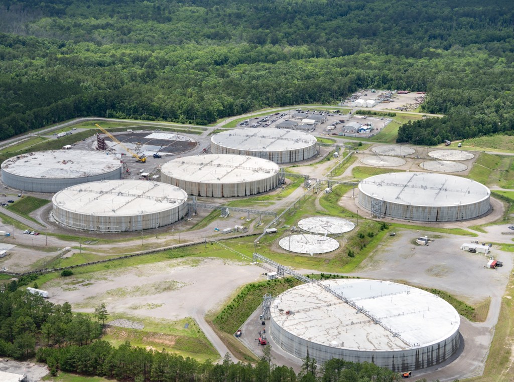 The U.S. Department of Energy’s Office of Environmental Management has authorized the fifth mega-size Saltstone Disposal Unit, foreground, for operations at Savannah River Site.