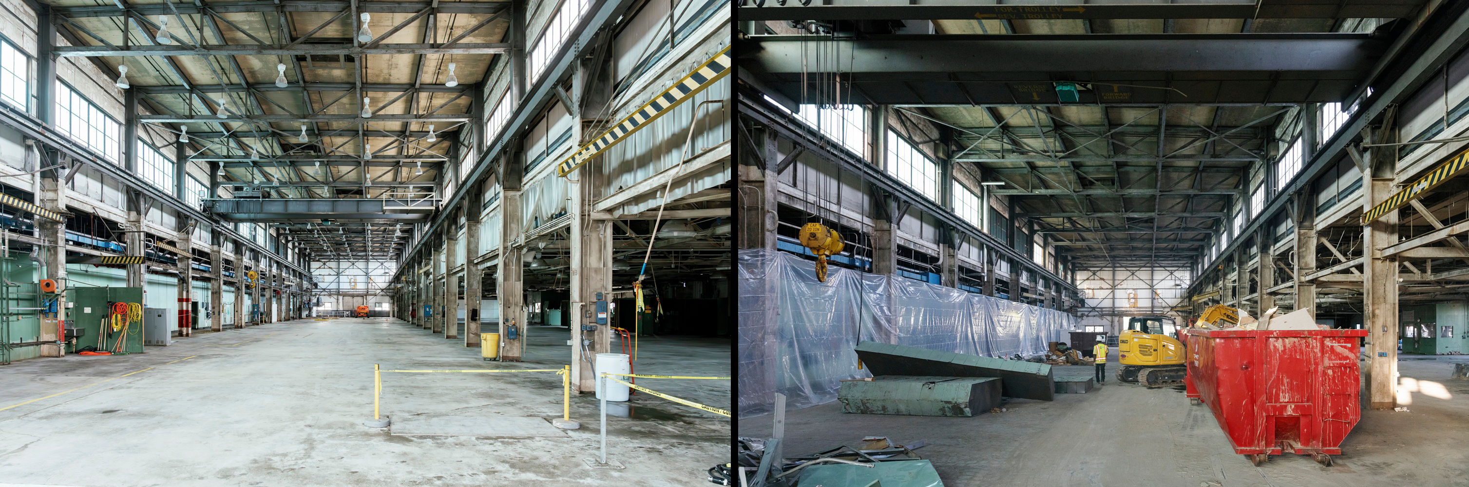 Before and after photos from Phase I to Phase II of the facility restoration project.